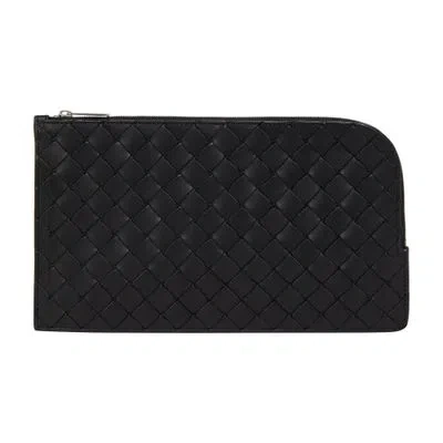 Bottega Veneta Intrecciato Crossbody Clutch Bag In Black_silver