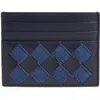 Bottega Veneta Women's Intrecciato Leather & Denim Card Case In 4165 Abyss-indigo/ Abyss