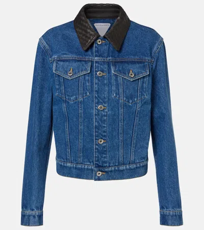 Bottega Veneta Intrecciato Denim Jacket In Blue