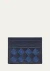 Bottega Veneta Women's Intrecciato Leather & Denim Card Case In Abyss-indigo