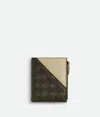 Bottega Veneta Intrecciato Diagonal Small Bi-fold Wallet In Kaki/light Butterscotch