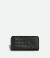 Bottega Veneta Intrecciato Diagonal Zip Around Wallet In Dark Green
