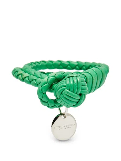 Pre-owned Bottega Veneta Intrecciato Double Knot Bracelet In Green