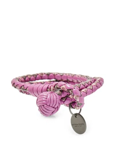 Pre-owned Bottega Veneta Intrecciato Double Knot Bracelet In Pink