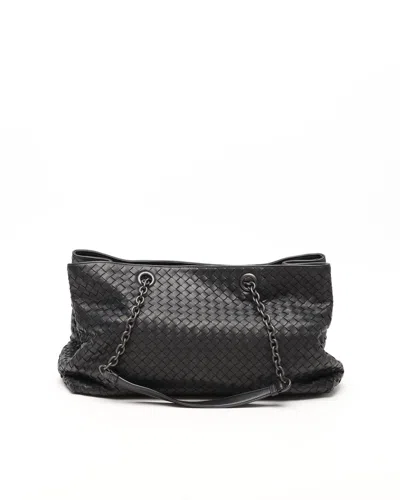 Bottega Veneta Intrecciato Dual Chain Tote Bag In Black