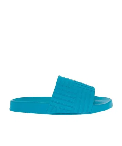 Bottega Veneta Intrecciato-embossed Slides In Blue
