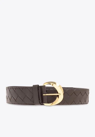 Bottega Veneta Intrecciato Essential Twist Belt In Brown