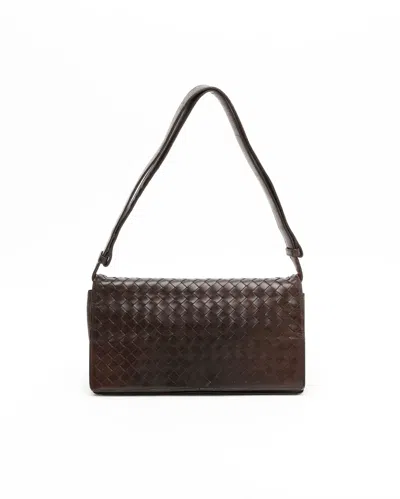 Bottega Veneta Intrecciato Flap Bag In Brown