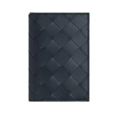 Bottega Veneta Intrecciato Flap Card Case In Blue