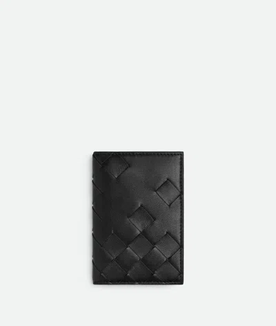Bottega Veneta Intrecciato Flap Card Case In Black