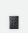 Bottega Veneta Intrecciato Flap Card Case In Black