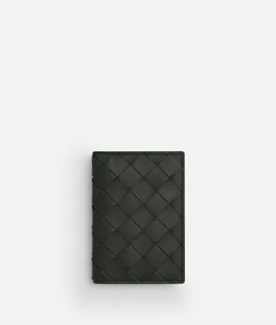 Bottega Veneta Intrecciato Flap Card Case In Dark Green