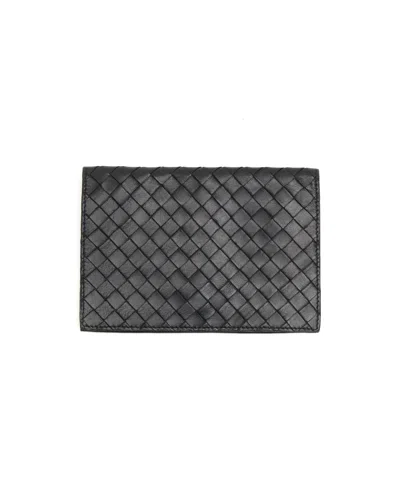 Bottega Veneta Intrecciato Flap Card Holder In Black