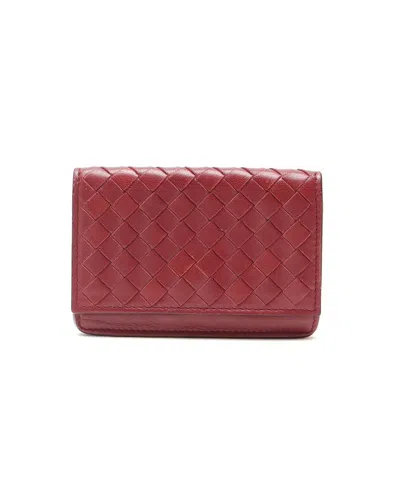 Bottega Veneta Intrecciato Flap Card Holder In Red