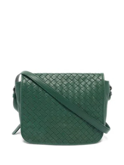 Pre-owned Bottega Veneta Intrecciato Flap Cross Body Bag In Green