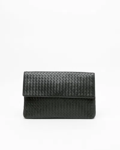 Bottega Veneta Intrecciato Flap Snap Pouch Bag