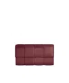 Bottega Veneta Intrecciato Flap Wallet In Red