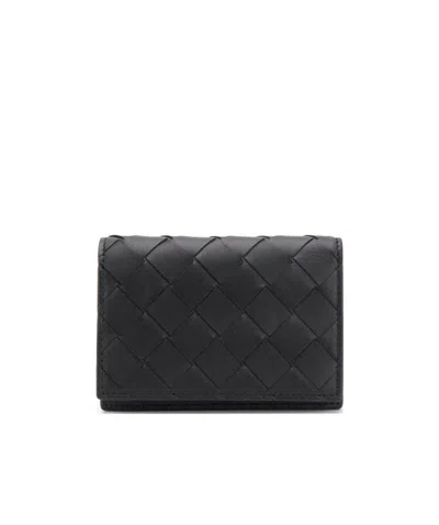 Bottega Veneta Intrecciato Folding Wallet In Black