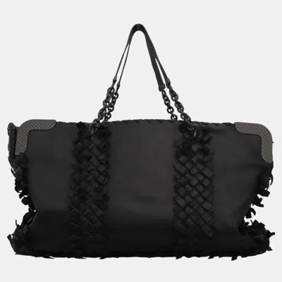 Pre-owned Bottega Veneta Intrecciato Fringe Tote Bag In Black