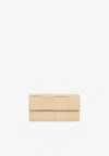 Bottega Veneta Intrecciato Grained Leather Flap Wallet In Porridge
