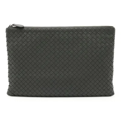 Pre-owned Bottega Veneta Intrecciato Gray Intrecciato Clutch Bag Pouch ()