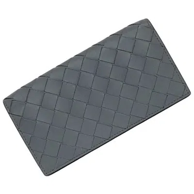 Pre-owned Bottega Veneta Intrecciato Gray Intrecciato Long Wallet (bi-fold) ()