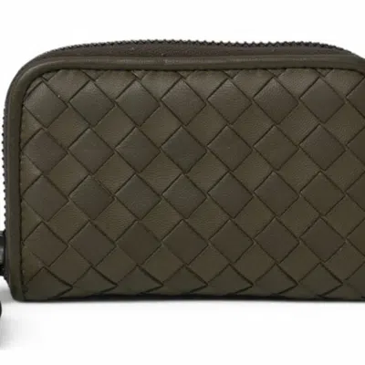 Pre-owned Bottega Veneta Intrecciato Gray Khaki Coin Purse/coin Case () In Multi