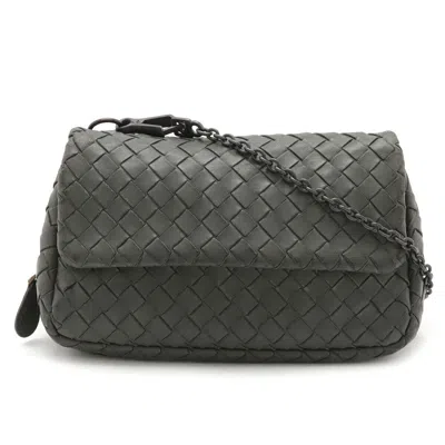 Pre-owned Bottega Veneta Intrecciato Gray Leather Clutch Bag Pochette Shoulder Bag ()
