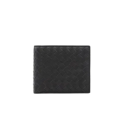 Pre-owned Bottega Veneta Intrecciato Gray Leather Wallet (bi-fold) ()