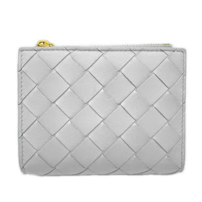 Pre-owned Bottega Veneta Intrecciato Gray Leather Wallet (bi-fold) ()