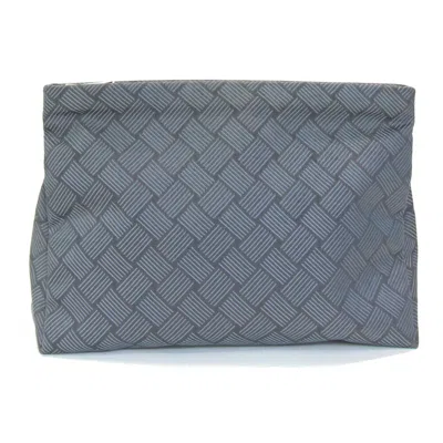 Pre-owned Bottega Veneta Intrecciato Gray Nylon Canvas Clutch Bag Pouch ()