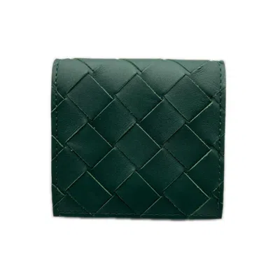 Pre-owned Bottega Veneta Intrecciato Green Leather Coin Purse/coin Case ()