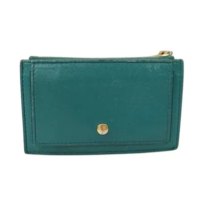 Pre-owned Bottega Veneta Intrecciato Green Leather Coin Purse/coin Case ()