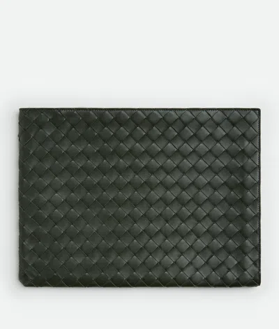 Bottega Veneta Bottega  Veneta Intrecciato Half Zip Pouch In Green