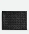 Bottega Veneta Intrecciato Pouch Mit Reissverschluss In Black/madder Brown