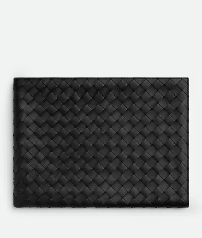 Bottega Veneta Intrecciato Pouch Mit Reissverschluss In Black/madder Brown