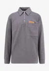 Bottega Veneta Intrecciato-insert Polo Sweater In Gray