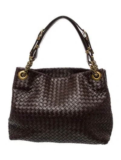 Pre-owned Bottega Veneta Intrecciato Intrecciato Chain Tote In Brown