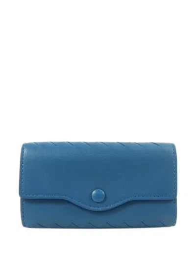 Pre-owned Bottega Veneta Intrecciato Key Holder In Blue