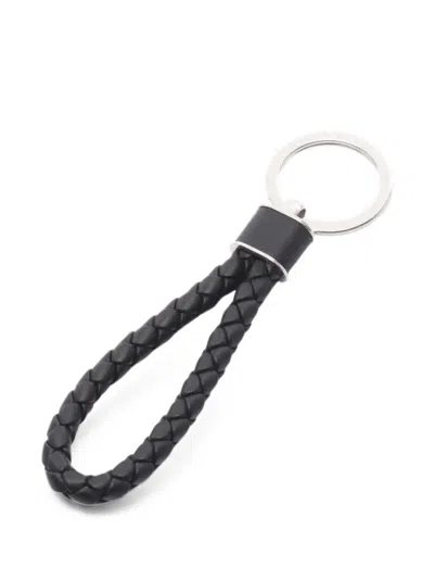 Pre-owned Bottega Veneta Intrecciato Key Ring In Black