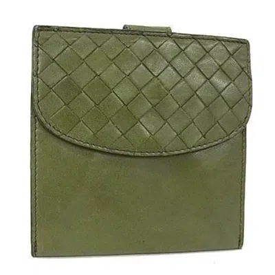 Pre-owned Bottega Veneta Intrecciato Khaki Leather Wallet (bi-fold) ()