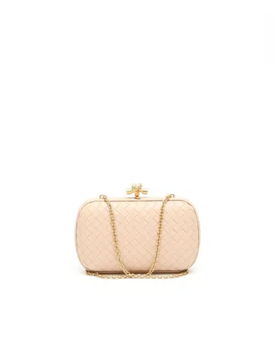 Bottega Veneta Intrecciato Knot Chain Clutch In Pink