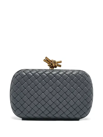 Pre-owned Bottega Veneta Intrecciato Knot Clutch Bag In Gray