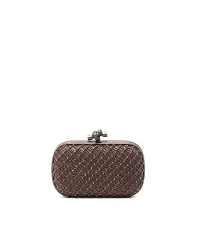 Bottega Veneta Intrecciato Knot Clutch Bag In Brown