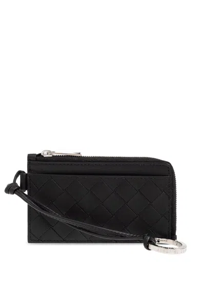 Bottega Veneta Intrecciato L-zippered Card Holder In Black