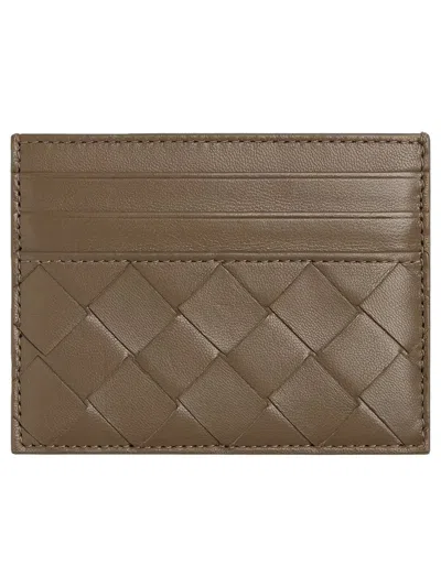 Bottega Veneta Intrecciato Lambskin Card Case In Green