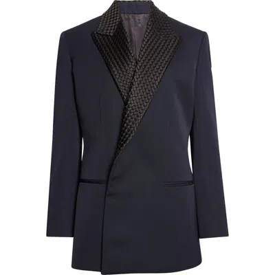 Bottega Veneta Intrecciato Lapel Blazer In Blue