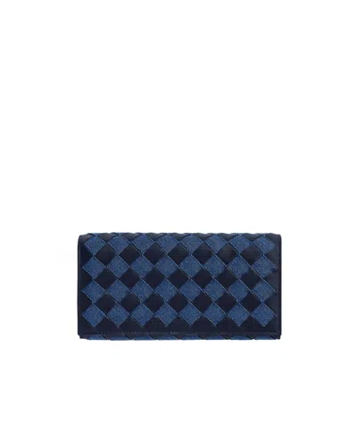 Bottega Veneta Intrecciato Large Flap Wallet In Black