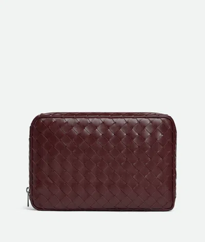 Bottega Veneta Intrecciato Large Zipped Organizing Pouch In Madder Brown