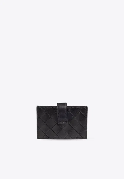 Bottega Veneta Intrecciato Leather Accordion Cardholder In Black